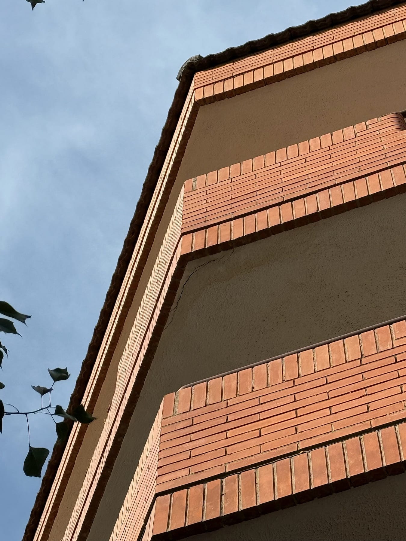 Visible crack on a balcony on a building facade in Barcelona
